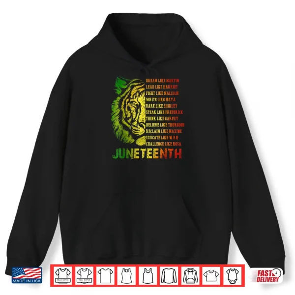 Hoodie Tiger Juneteenth 1865 Black Freedom African June 19th Mens Shirt