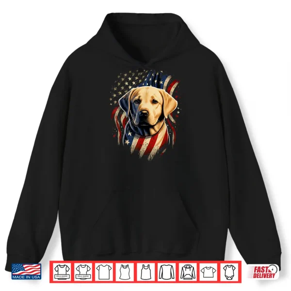 Hoodie USA 4th Of July Yellow Patriotic American Labrador Retriever Shirt