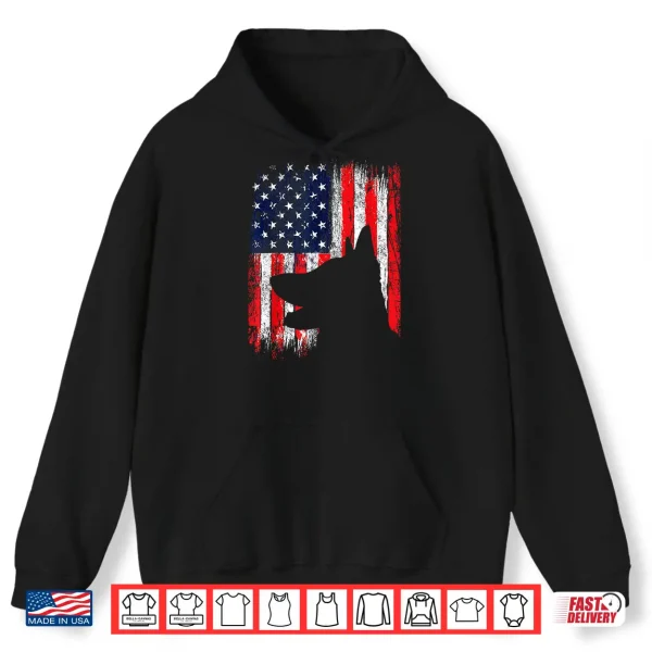 Hoodie USA American Flag German Shepherd Patriotic Dog Lover Shirt