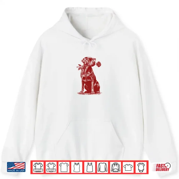 Hoodie Valentine Labrador Retriever Dog with Heart Sunglasses Rose Shirt