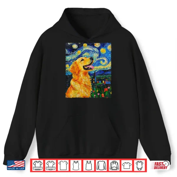 Hoodie Van Gogh Starry Night Golden Retriever Shirt