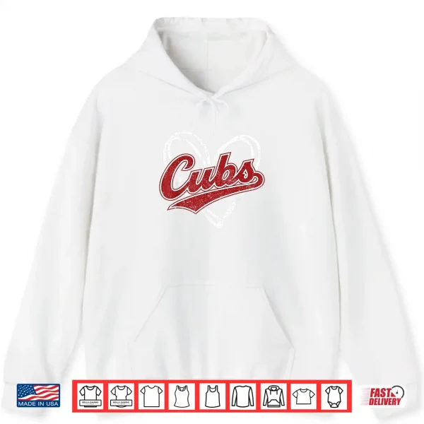 Hoodie Vintage Cubs Gifts Heart for Men Women Boys Girls Kids Shirt