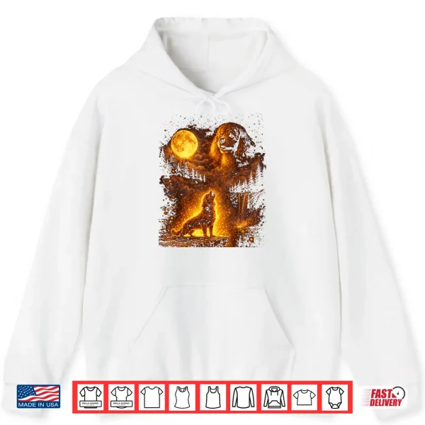 Hoodie Vintage Moonlight Dog Funny Poodle Howling at The Moon Shirt