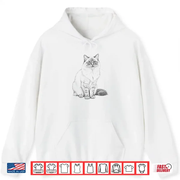 Hoodie Vintage Ragdoll Cat Sketch Art Design Shirt