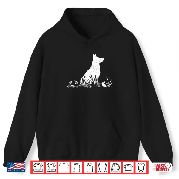 Hoodie Vintage Silhouette German Shepherd Shirt Women Cute Dog Mom Shirt