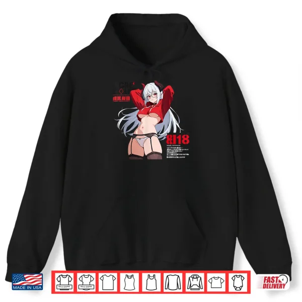 Hoodie Waifu Sexy Anime Girl Glasses Horns Japanese Style Shirt
