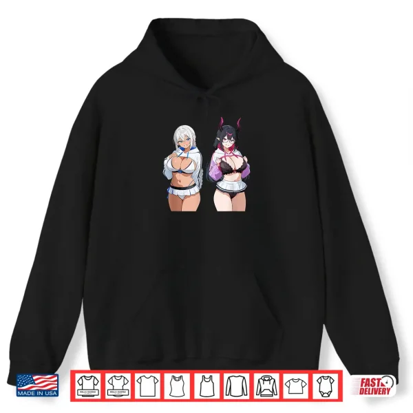 Hoodie Waifu Sexy Anime Girl Horns Mini Skirt Japanese Retro Art Shirt