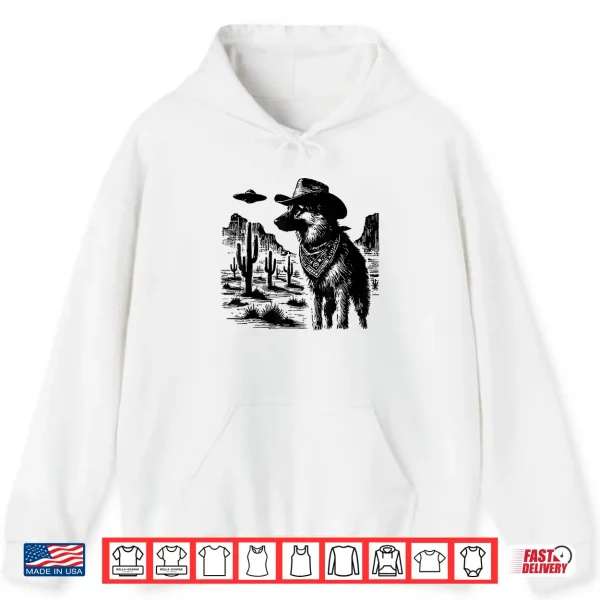 Hoodie Western German Shepherd UFO Dog Alien Cowboy GSD Ranch Shirt