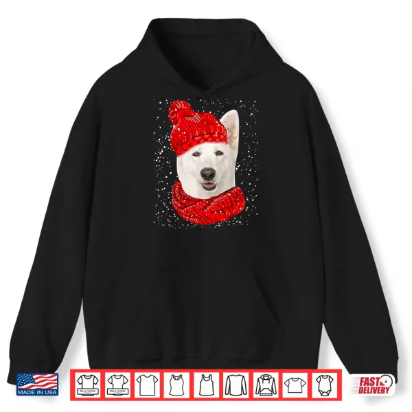 Hoodie White German Shepherd Dog Scarf Christmas Sweater Xmas Pet Shirt