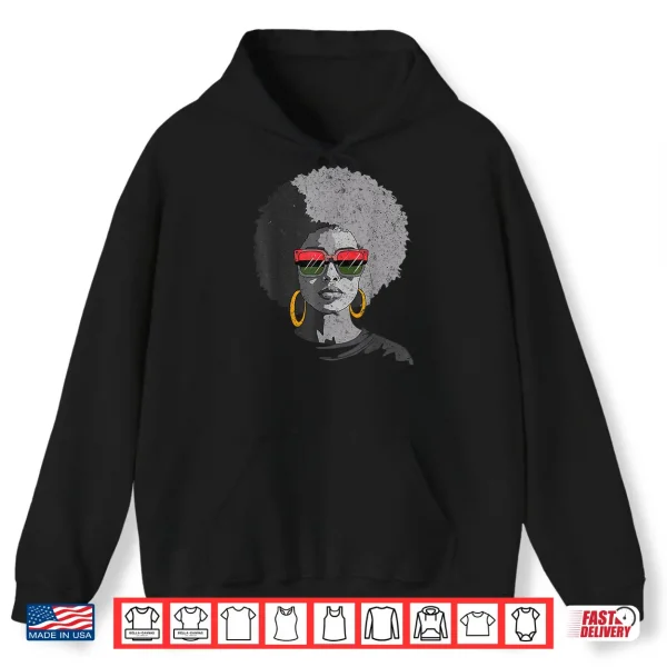 Hoodie Women Black Queen Afro Melanin Face Dripping Juneteenth Shirt