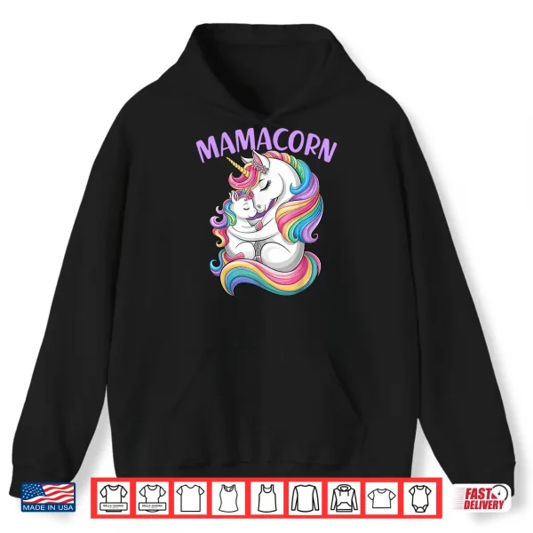 Hoodie Women Mamacorn Mom Baby Girl Daughter Unicorn Mothers Day Shirt