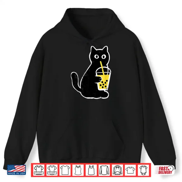 Hoodie Womens Cat Boba Funny Anime Japanese Bubble Tea Lover Shirt