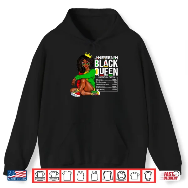Hoodie Womens Juneteenth Black Queen Nutritional Facts 4th Of July Shirt