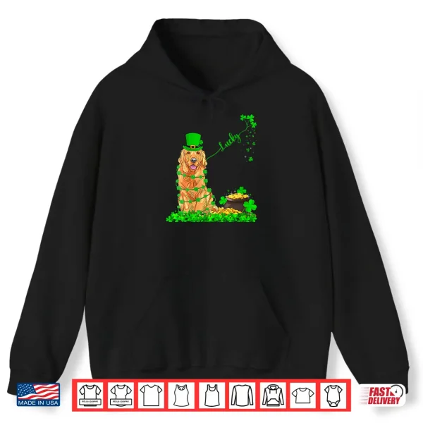 Hoodie Womens Lucky Golden Retriever St. Patricks Day Irish Men Women Shirt