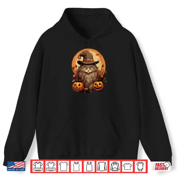 Hoodie Womens Maine Coon Long Hair Cat Halloween Costume Magic Wizard Shirt