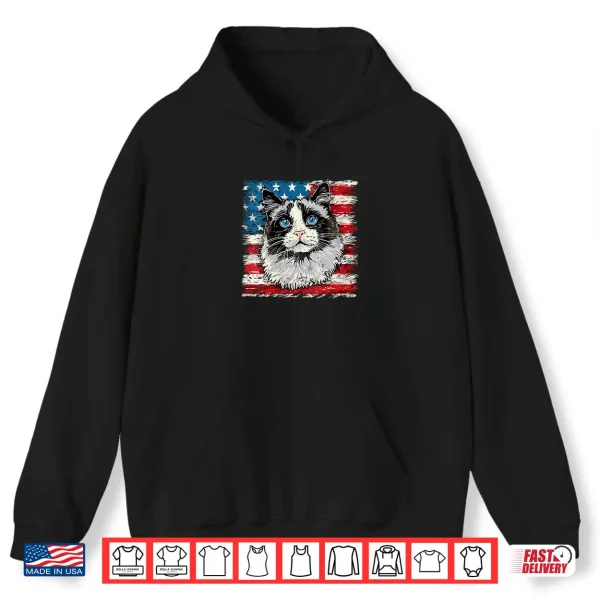 Hoodie Womens Ragdoll Cat TShirt 4th of July Patriotic Tee Gift Adults Shirt