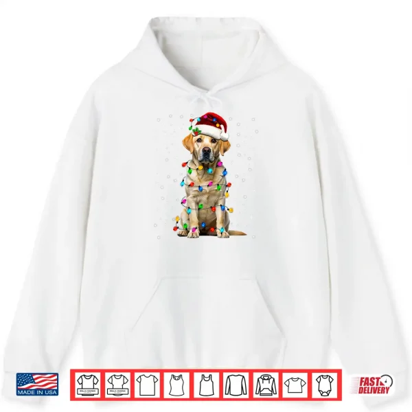 Hoodie Yellow Labrador Retriever Christmas Tree Light Pajama Dog Shirt