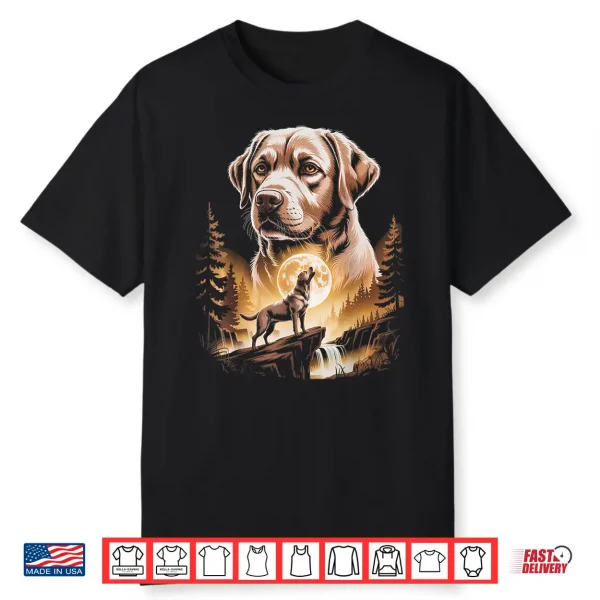 Howling Labrador Retriever Moonlit Forest Shirt