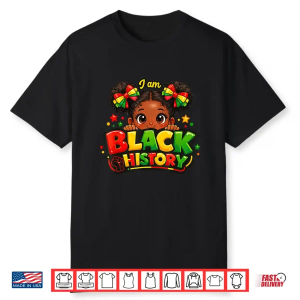 I Am Black History Month Melanin African Pride Afro Girl Kid Shirt