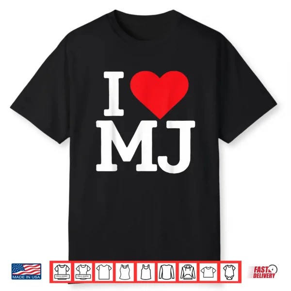I Love Mj Heart Retro Personalized First Name Groovy Shirt
