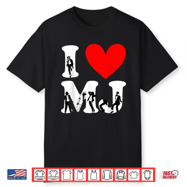 I Love Mj Vintage Fan Merch Red Heart Initials Design M.J Shirt