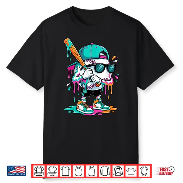 Ice Cream Baseball Drip For Boys Shirt Dripping Baseball Kid Shirt