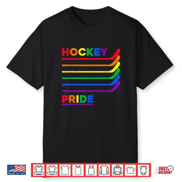 Ice Hockey Sticks Lgbtq Rainbow Color Gay Pride Month Lgbt Shirt