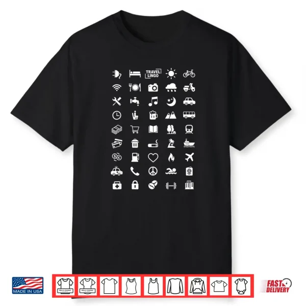 Icon Travel Language Functional Traveler Backpacking Gift Shirt
