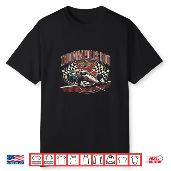Indianapolis Indiana State 500 Race Car Distressed Flag Shirt