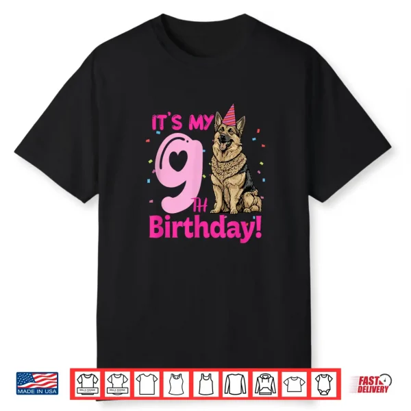 It’S My 9Th Birthday German Shepherd Dog Lovers 9 Years Old Shirt
