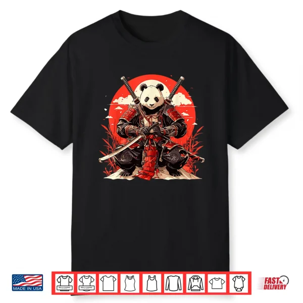 Japanese Art Panda Ninja Ukiyo E Anime Style Samurai Panda Shirt