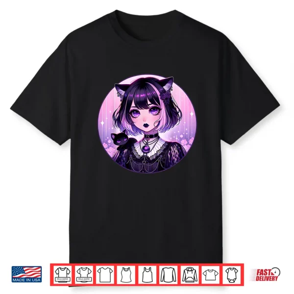 Japanese Gothic Kawaii Anime Pastel Goth Emo Witchy Cat Girl Shirt