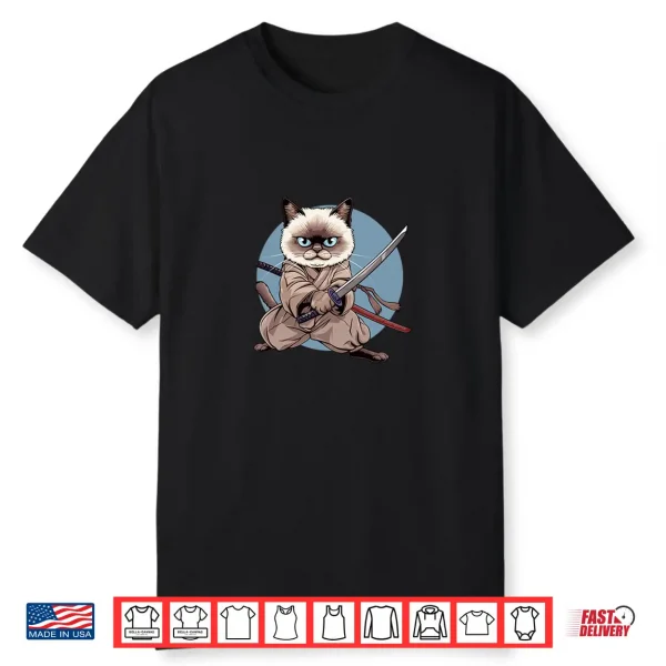 Japanese Ninja Cat Kawaii Ragdoll Cat Samurai Shirt
