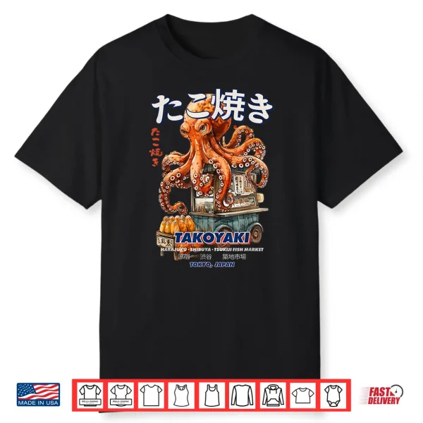 Japanese Octopus Harajuku Anime Manga Y2K Streetwear Graphic Shirt