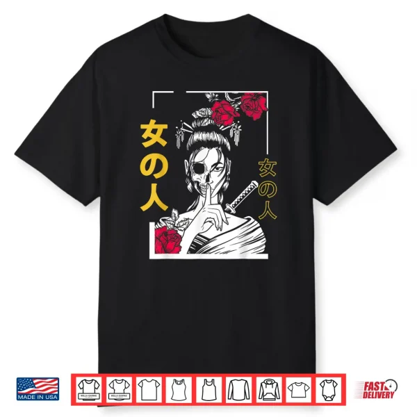 Japanese Samurai Floral Warrior Geisha Woman Tokyo Anime Shirt