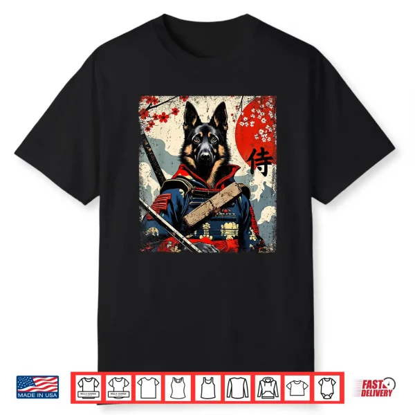 Japanese Samurai German Shepherd Kawaii Ukiyo E Ninja Dog Shirt