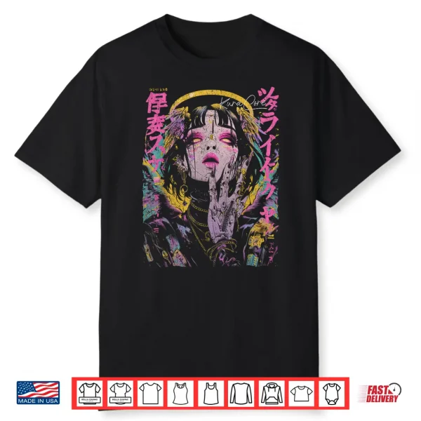 Japanese Streetwear Cyberpunk Angel Y2K Techwear Manga Anime Shirt