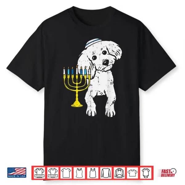 Jewish Poodle Dog Menorah Hanukkah Pajamas Chanukah Pjs Shirt