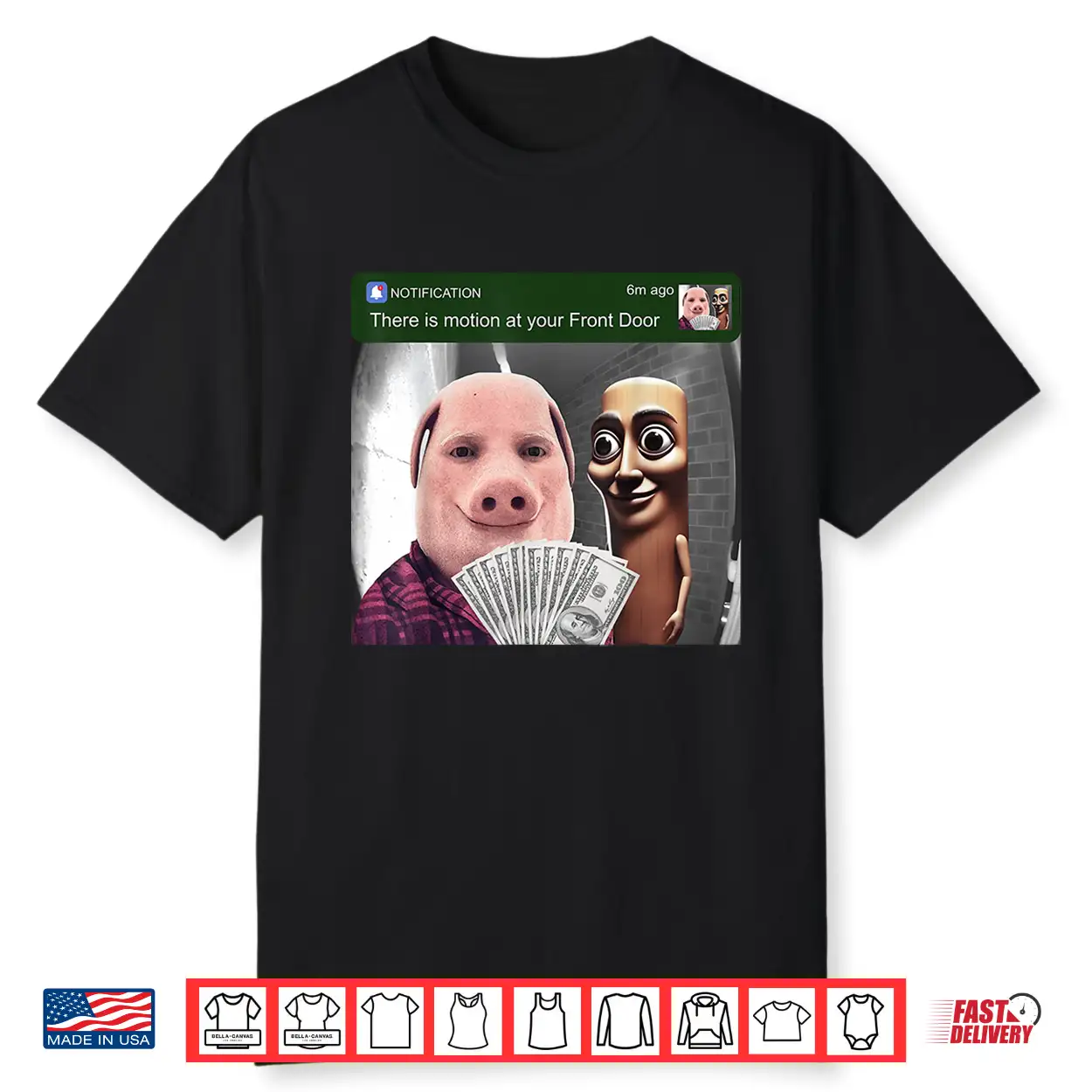 John Pork And Tung Tung Tung Sahur Front Door Motion Funny Shirt John Pork And Tung Tung Tung Sahur Front Door Motion Funny Shirt