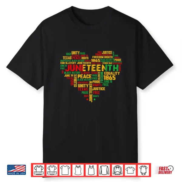 Juneteenth 1865 Heart Black History Freedom African Pride Shirt