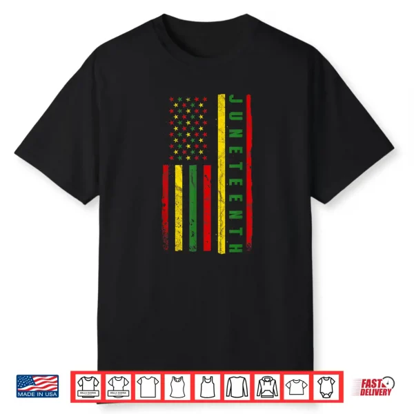 Juneteenth American Flag Emancipation Melanin Black Pride Shirt