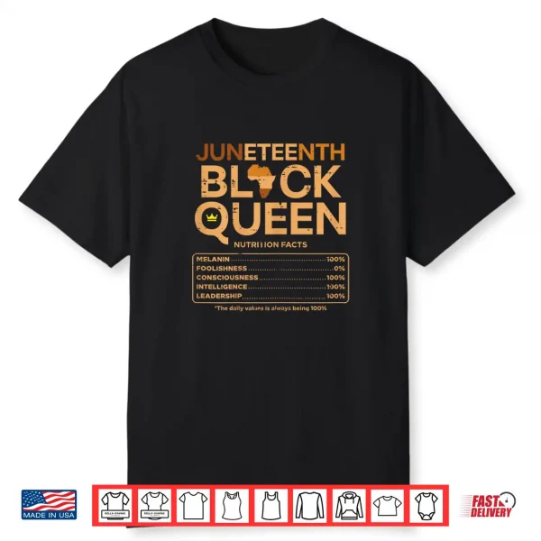 Juneteenth Black Queen Melanin Nutrition Matching Mom Mama Shirt