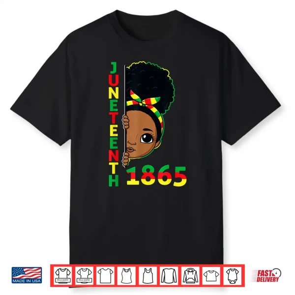 Juneteenth Celebrating 1865 Brown Skin Princess Girls Kids Shirt