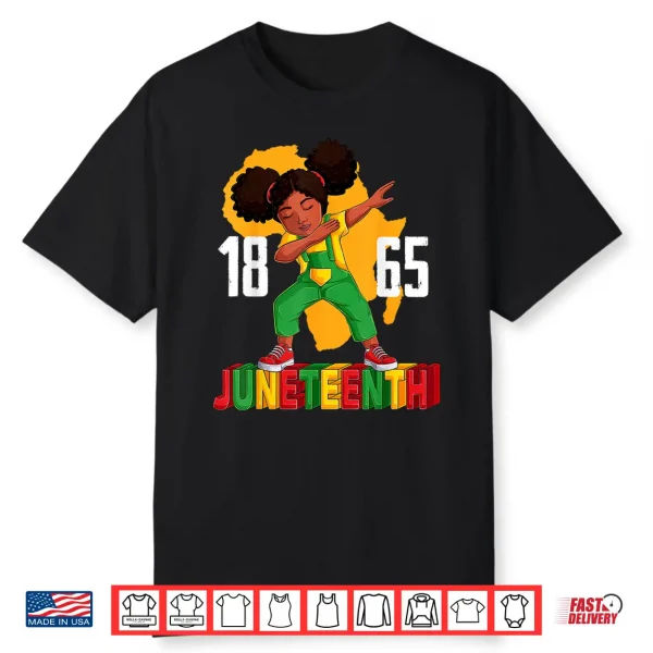 Juneteenth Dabbing Girl Kids Girls Women Black African Shirt