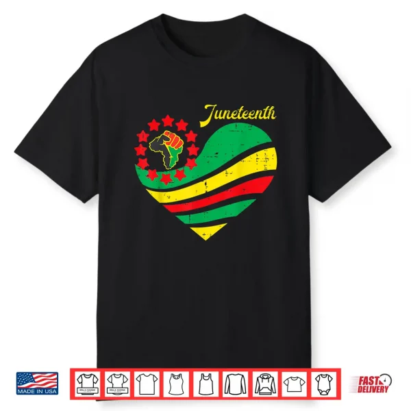 Juneteenth Heart Africa Fist June 19Th 1865 Men Women Kids Shirt