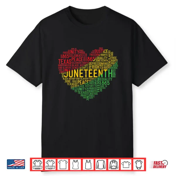 Juneteenth Heart Black History Afro American African Freedom Shirt