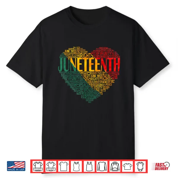 Juneteenth Heart Black History American African Flag Freedom Shirt