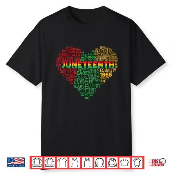 Juneteenth Heart Freedom African American Teen Girls Women Shirt