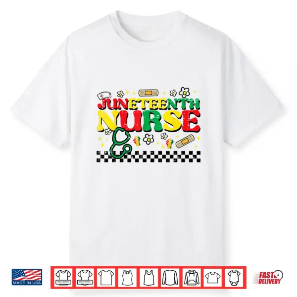 Juneteenth Nurse Groovy Retro African Scrub Top Black Women Shirt
