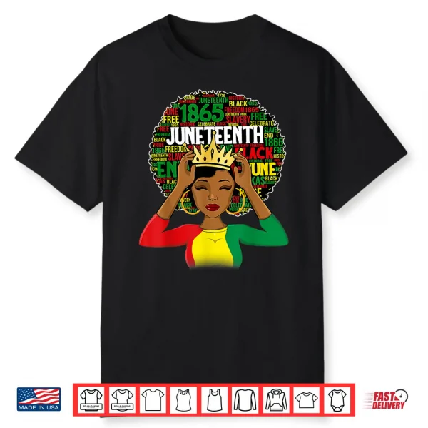 Juneteenth Shirt Women Queen African American Black Afro Shirt